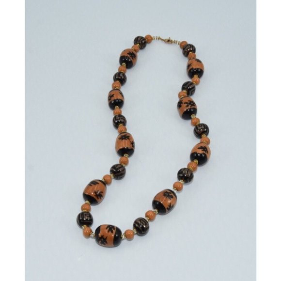 Kazuri Kenya Hand Crafted Fair Trade Black & Brown Beaded Statement Necklace - Picture 4 of 5